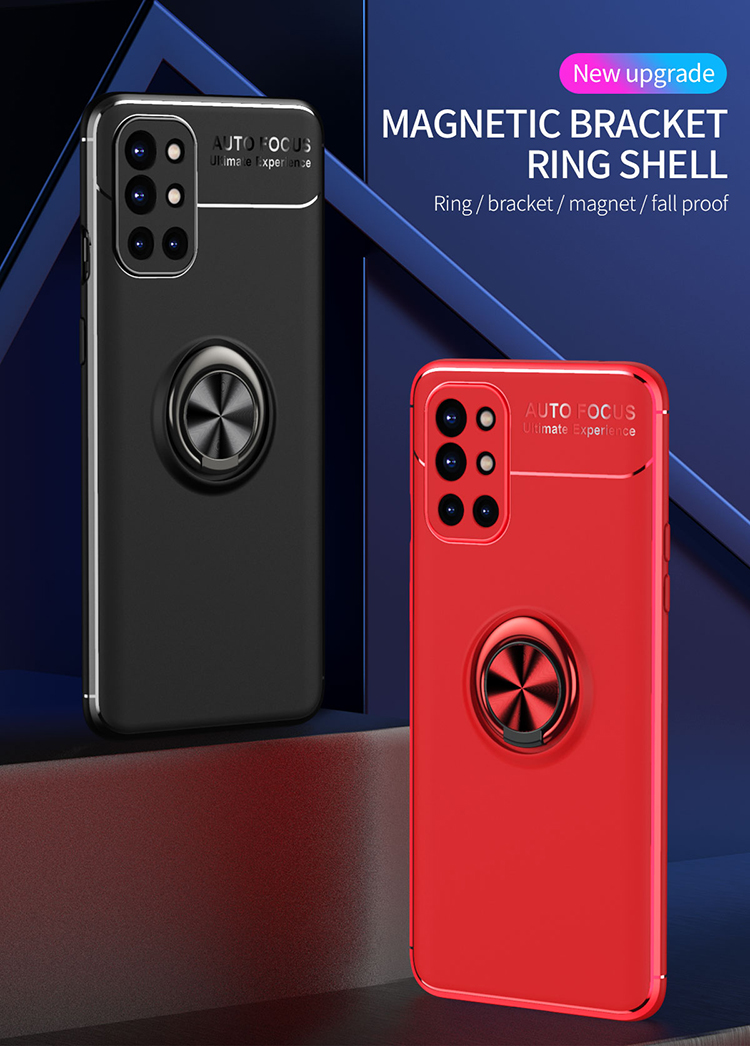 Cubierta de la Caja Del Teléfono TPU Del Anillo de Metal [hoja Magnética Incorporada] Para OnePlus 9R - Negro