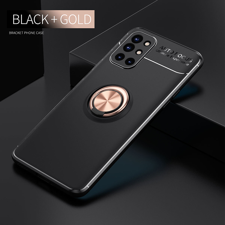 Coperchio Della Custodia Del Telefono TPU Dell'anello di Metallo [foglio Magnetico Incorporato] Per OnePlus 9R - Nero