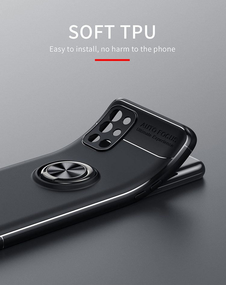 Tampa de Capa de Telefone do Kickstand TPU Anel de Metal [folha Magnética Embutida] Para OnePlus 9R - Preto