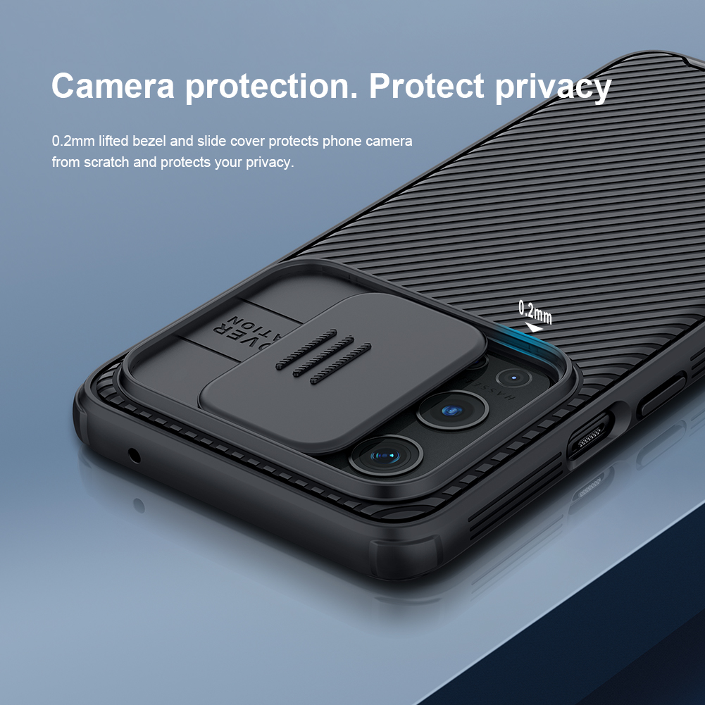 Case Nillkin Camshield Pro Per OnePlus 9 Pro Ibrido PC + Coperchio di Scorrimento Della Protezione Della Fotocamera TPU - Nero