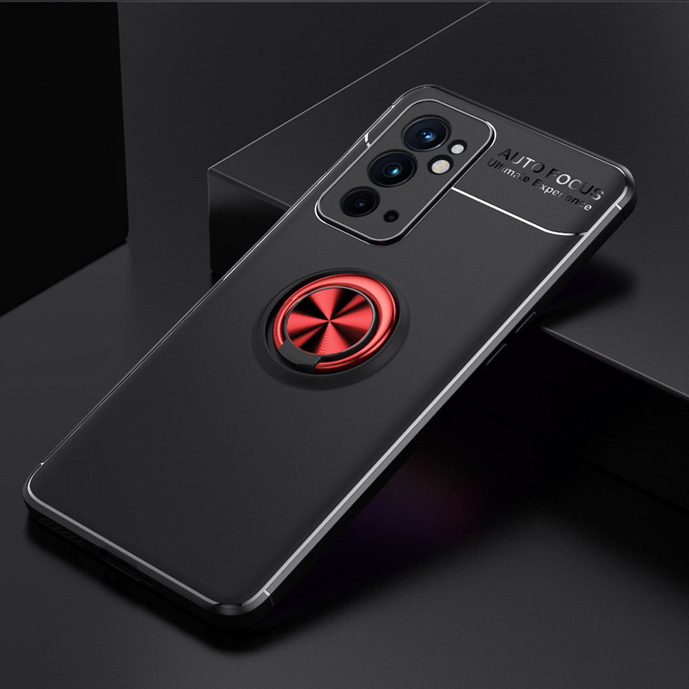 Weiche Dauerhafte Tpu-leichte Anti-kratzer-schutzhahnschale Mit Ring-kickstand Für OnePlus 9RT 5G - Schwarz