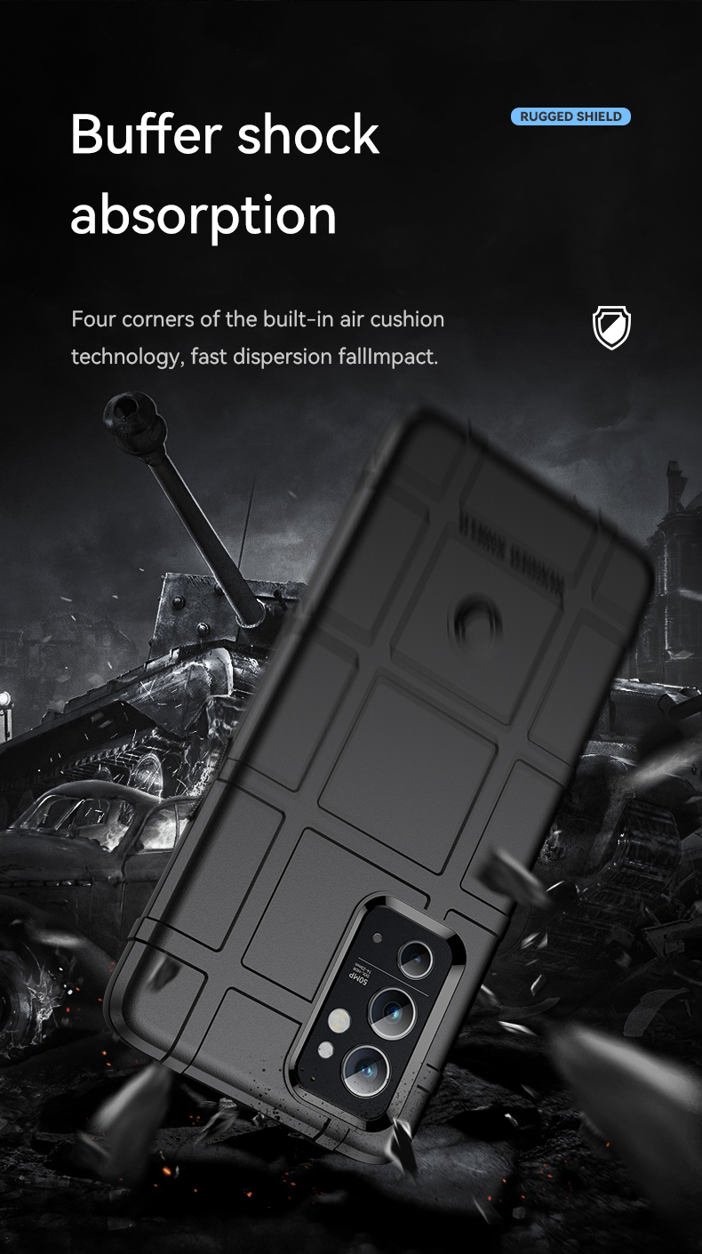 Diseño De Cuadrícula Cuadrada Escarpada Engrosada TPU Funda Anti-rasguño A Prueba De Golpes Para OnePlus 9RT 5G - Negro