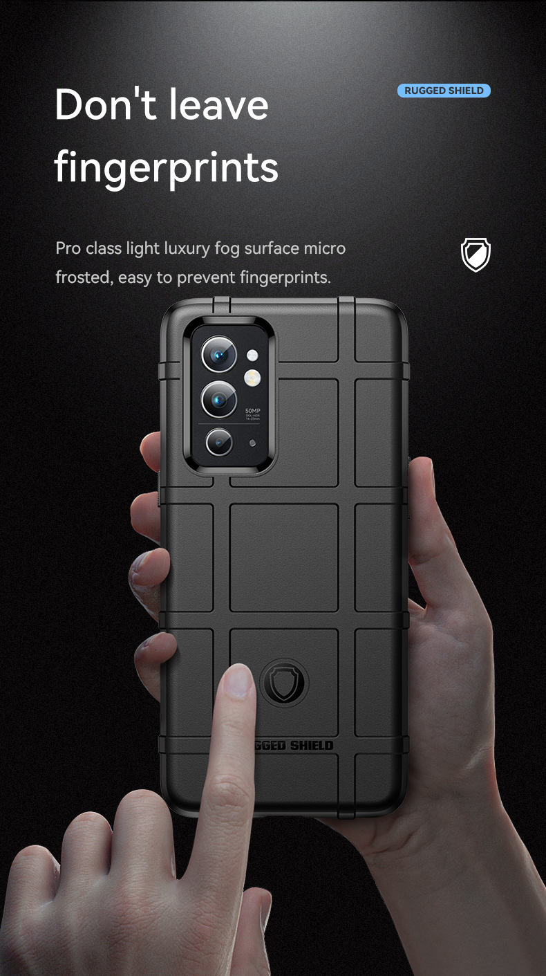 Design Robusto Della Griglia Quadrata Grid Ispessita TPU Caso Antigraffio Antiurto Per OnePlus 9RT 5G - Nero