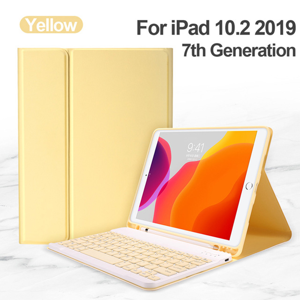 2-in-1-Bluetooth-Tastatur Candy Color Leder Stand Shell-Hülle Mit Stiftschlitz Für IPad 10.2 (2021) / (2020) / (2019) - Rosa