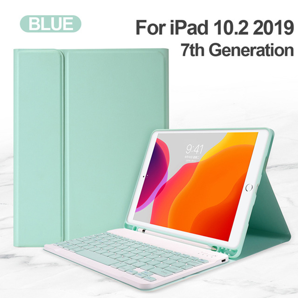 2-en-1 Teclado Bluetooth Color Color Color Soporte De Cuero Caja Con Ranura De Bolígrafo Para IPad 10.2 (2021) / (2020) / (2019) - Rosa