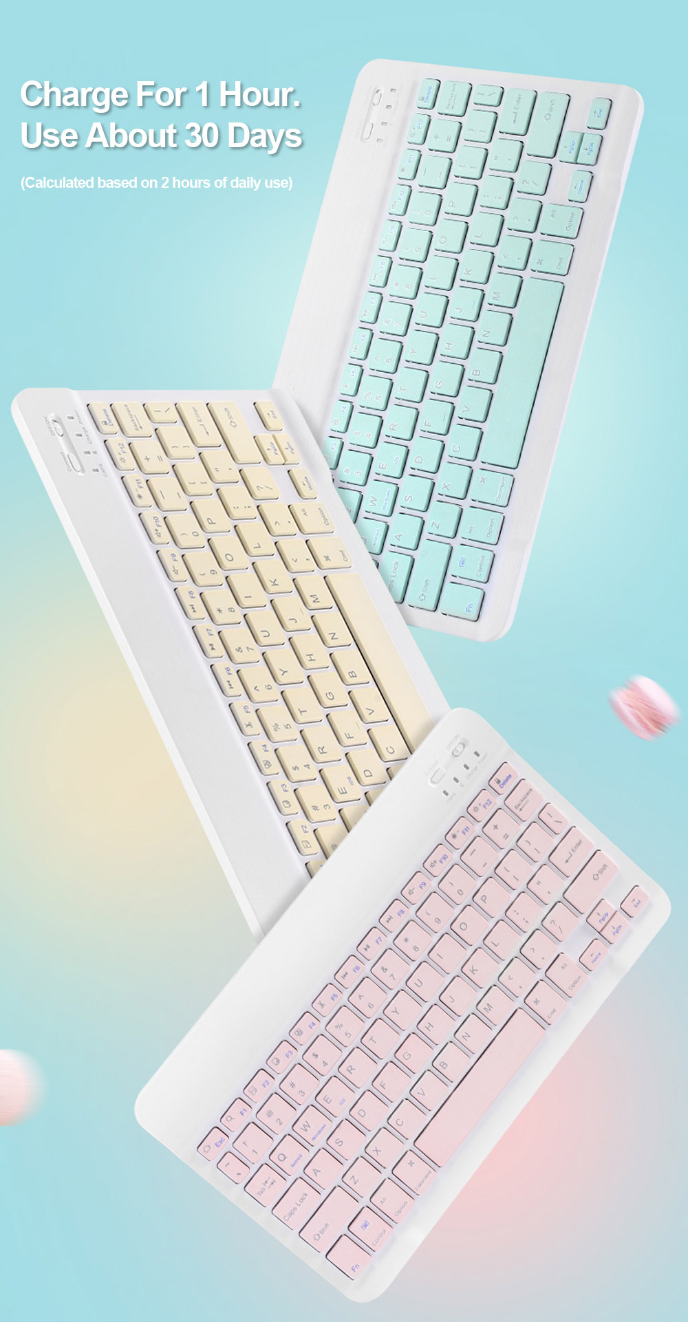 2-in-1-Bluetooth-Tastatur Candy Color Leder Stand Shell-Hülle Mit Stiftschlitz Für IPad 10.2 (2021) / (2020) / (2019) - Rosa