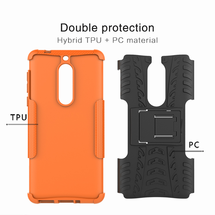 Для Nokia 5 Anti-slip PC + TPU Combo Phone Case с Kickstand - Зеленый