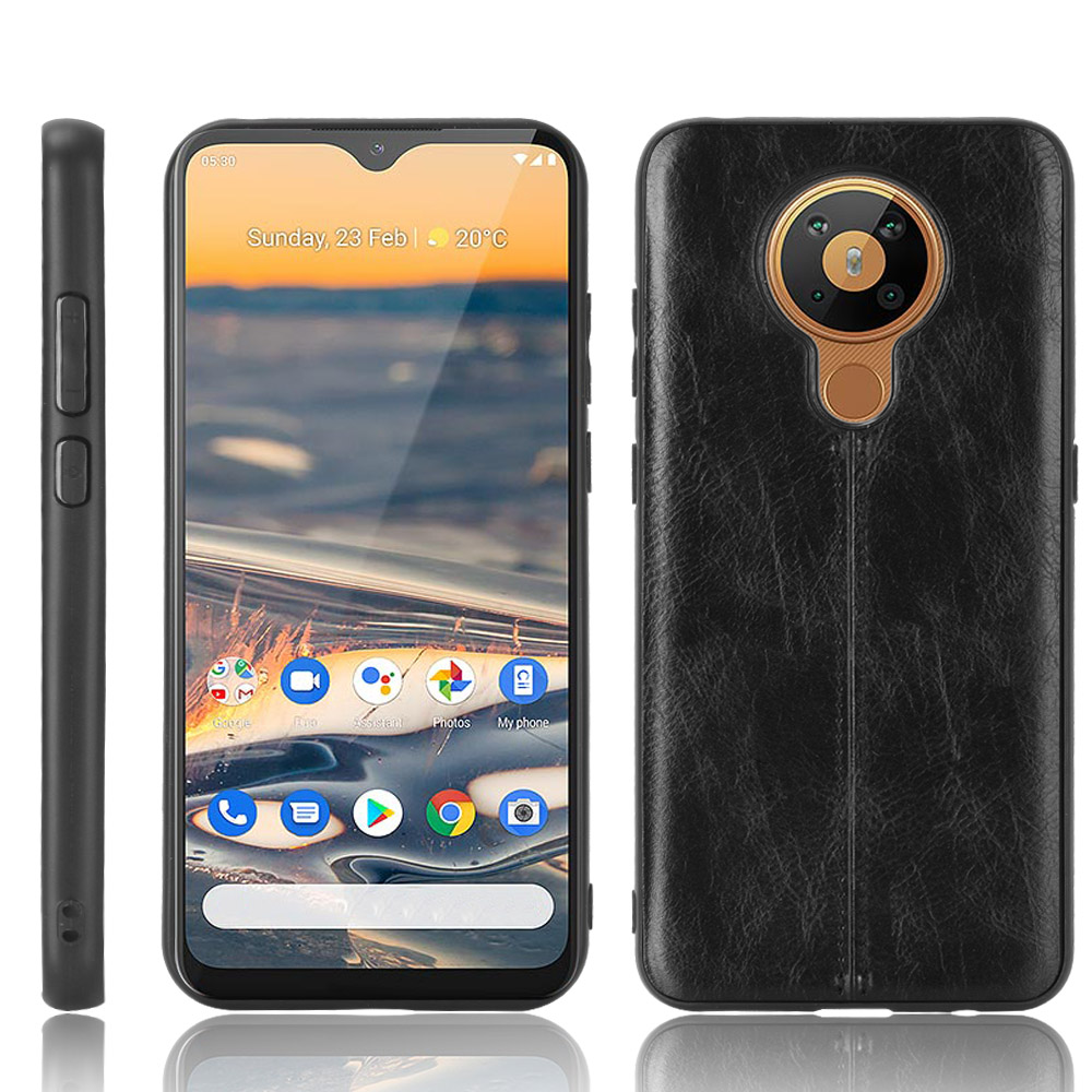 PU Leather Coated PC + TPU Shell for Nokia 5.3 - Black-1