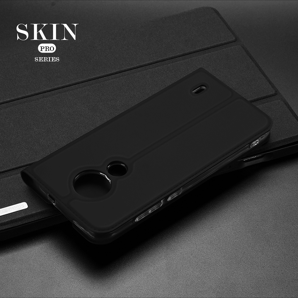 DUX DUCIS Skin Pro Series for Nokia C21 PU Leather Folio Flip Phone Case Magnetic Closure Cover with Card Slot Stand - Blue-11