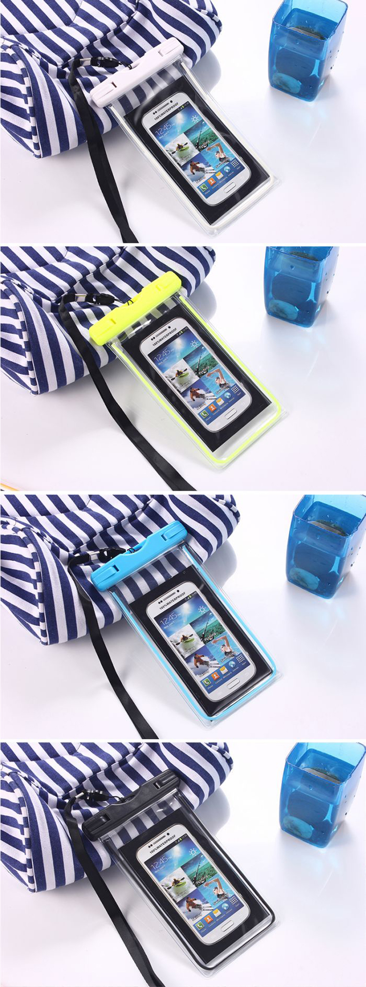 Fluorescent IPX8 ABS ABS ABS + PVC Couverture du Sac Pour Iphone Samsung, Etc., Taille Intérieure: 10,7 x 17,3 cm - Noir