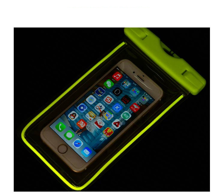 Fluoreszenz IPX8 Wasserdichtes ABS + PVC -beutelabdeckung Für Iphone Samsung Usw., Innengröße: 10,7 x 17,3 cm - Schwarz