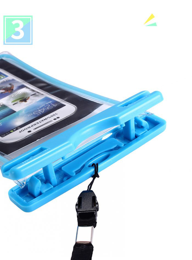 Tampa de Bolsa de PVC à Prova D'água IPX8 Fluorescente Para Iphone Samsung Etc, Tamanho Interno: 10,7 x 17,3cm - Preto