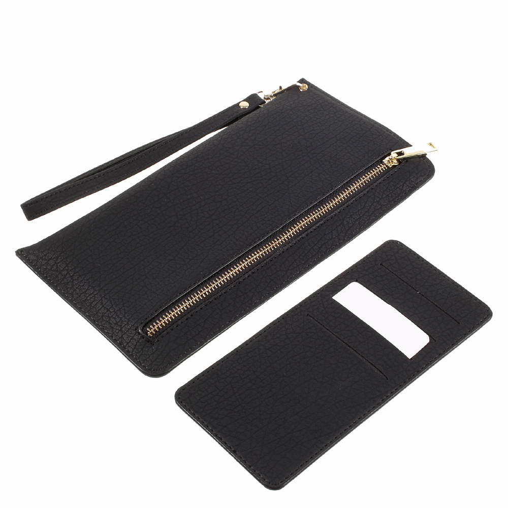 Bark Texture Leather Universal Pouch Handbag for Samsung A9/Sony XA Ultra Etc - Black-10