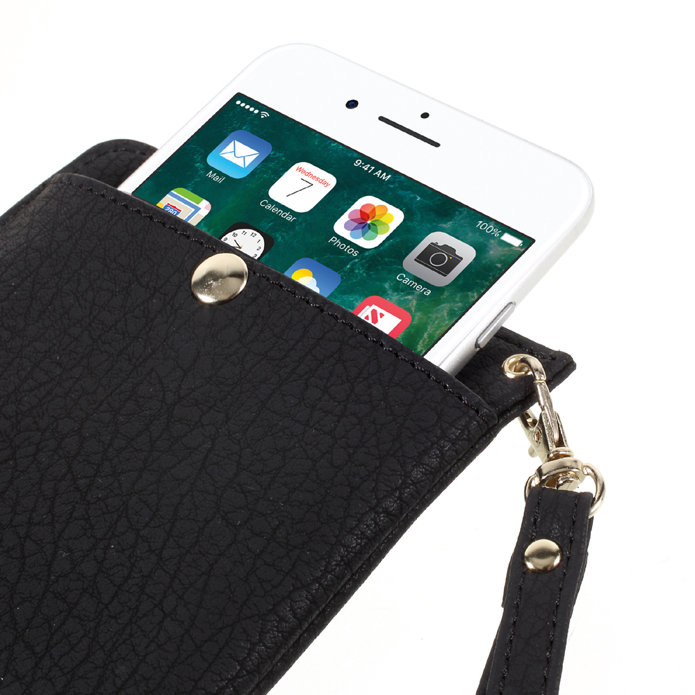 Bark Texture Leather Universal Pouch Handbag for Samsung A9/Sony XA Ultra Etc - Black-6