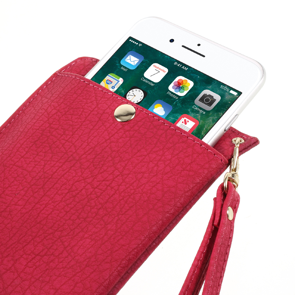 Universal PU Leather Pouch Cover Bag para Samsung A9/Sony XA Ultra Etc - vermelho-6