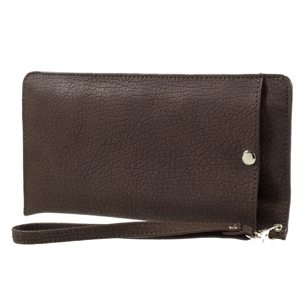 Universal PU Leather Pouch Handbag for Samsung A9/Sony XA Ultra Etc - Brown-1