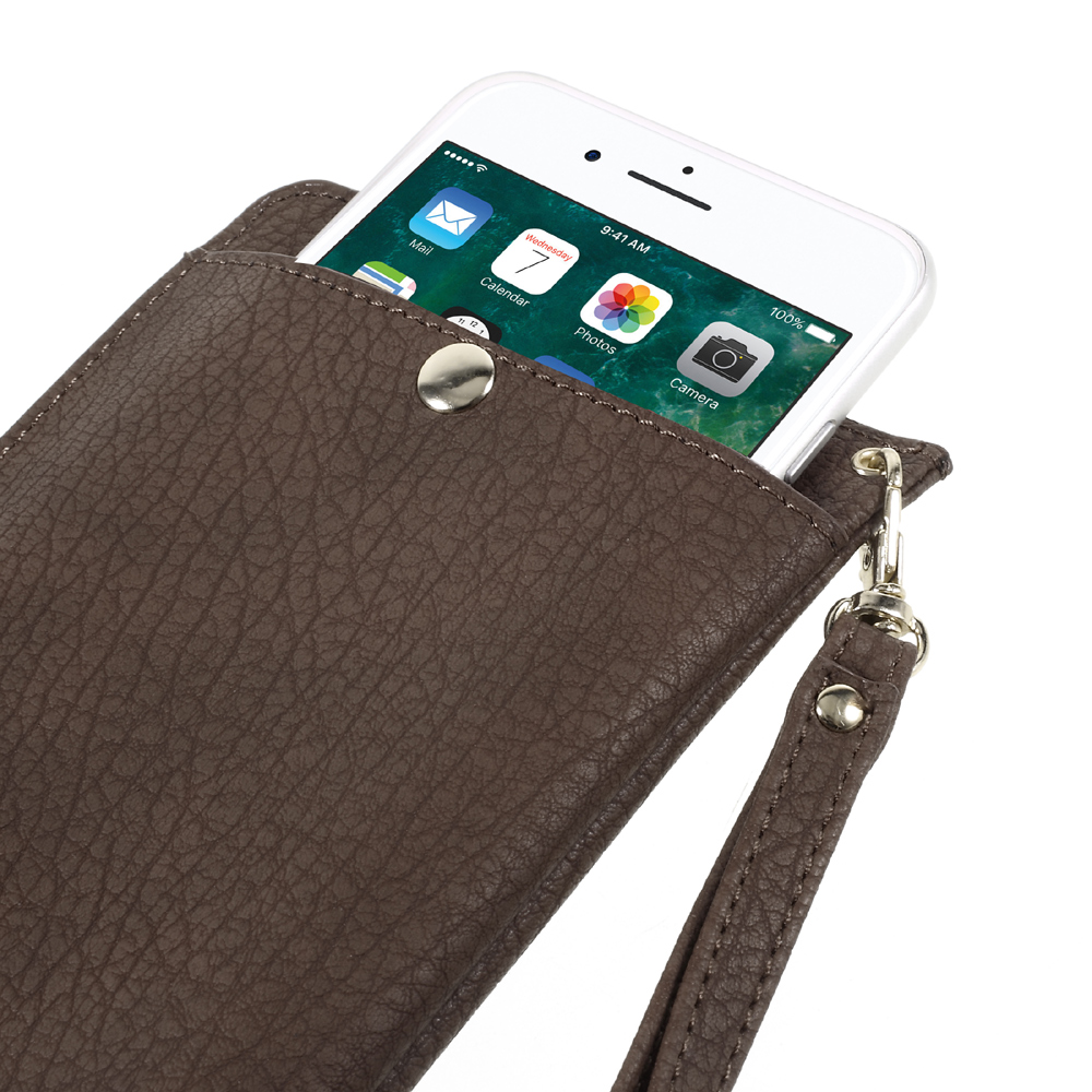 Universal PU Leather Pouch Handbag for Samsung A9/Sony XA Ultra Etc - Brown-6