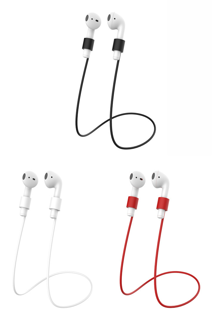 Para APPLE AIRPODS 4-em-1 Acessórios Protetor De Caso De Silicone À Prova De Choque + Alça De Pescoço + Titular Do Fone De Ouvido + Tampa Do Earbud - Branco