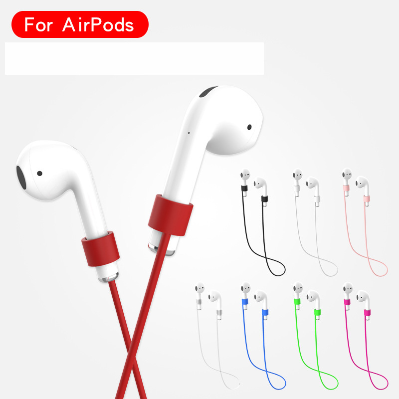 Para Apple Airpods 4-em-1 Acessórios Proteção À Prova De Choque Caixa De Proteção De Silicone + Alça De Pescoço + Titular Do Fone De Ouvido + Tampa Do Earbud - Azul