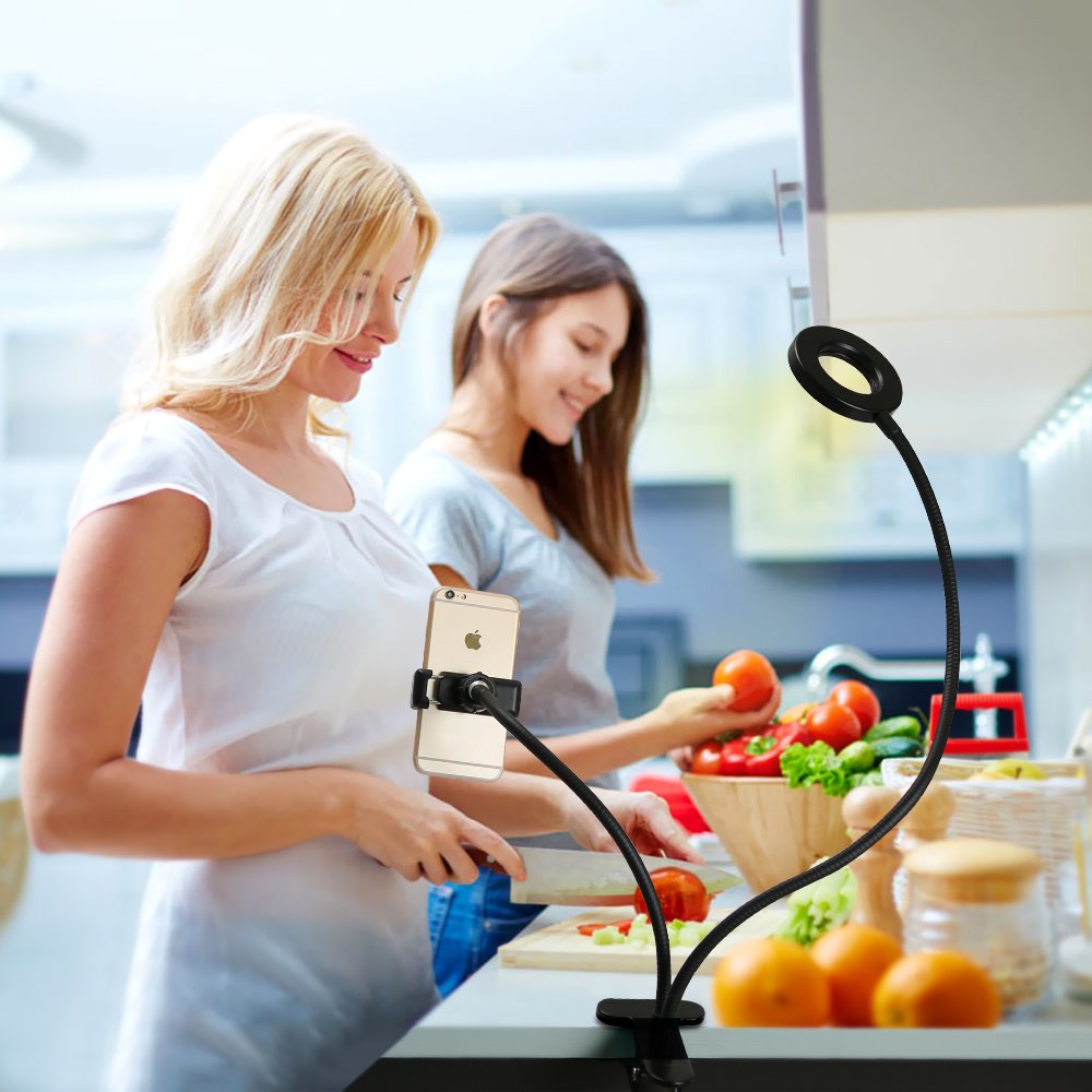 2-in-1-handyhalter Und Selfie-ringlicht Für Live-streaming, Make-up, Fotografie