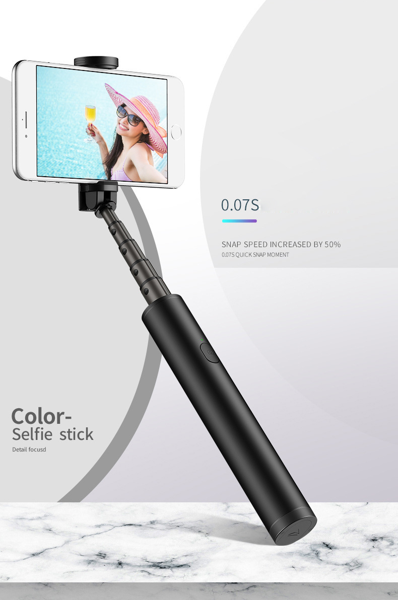 M13 Wirelss Mini Bluetooth Teléfono Móvil Auto-tímero Alejo de Aluminio Selfie Selfie Stick - Negro