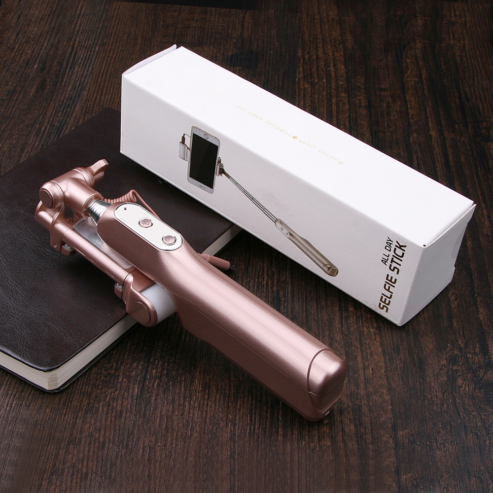 Bluetooth Selfie Stick with 360¡ã LED Fill Light and Rearview Mirror - Rose Gold Color-19