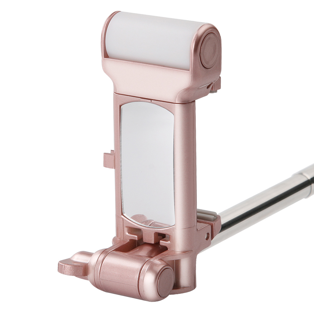 Bluetooth Selfie Stick with 360¡ã LED Fill Light and Rearview Mirror - Rose Gold Color-9
