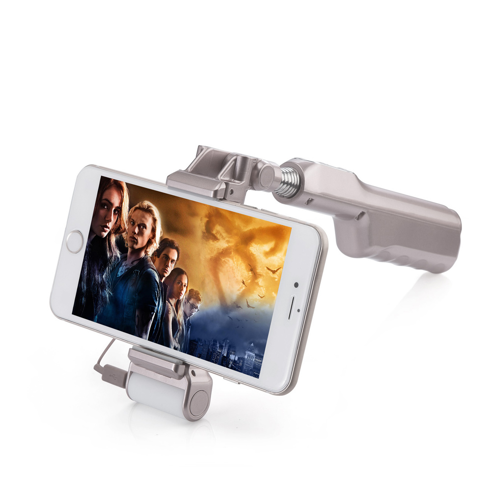 Bluetooth Selfie Monopod with 360° LED Fill Light and Rearview Mirror - Champagne Gold-6