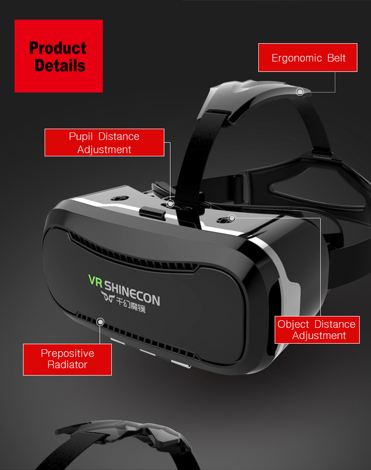 SHINECON 2.0 VR Virtual Reality Glasses Box 360 Degree Panoramic - Black-14