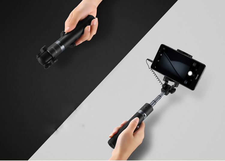Huawei Honor Cellphone Tripod Stand Selfie Stick Audio Cable Control (CE Certified) - Black-21