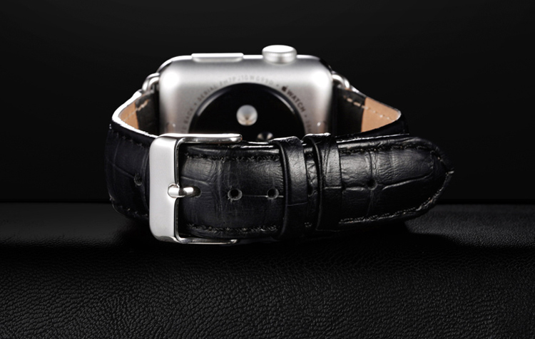 BENKS Genuine Leather Watch Band Wristband for Apple Watch Series 1 Series 2 Series 3 38mm - Black-6