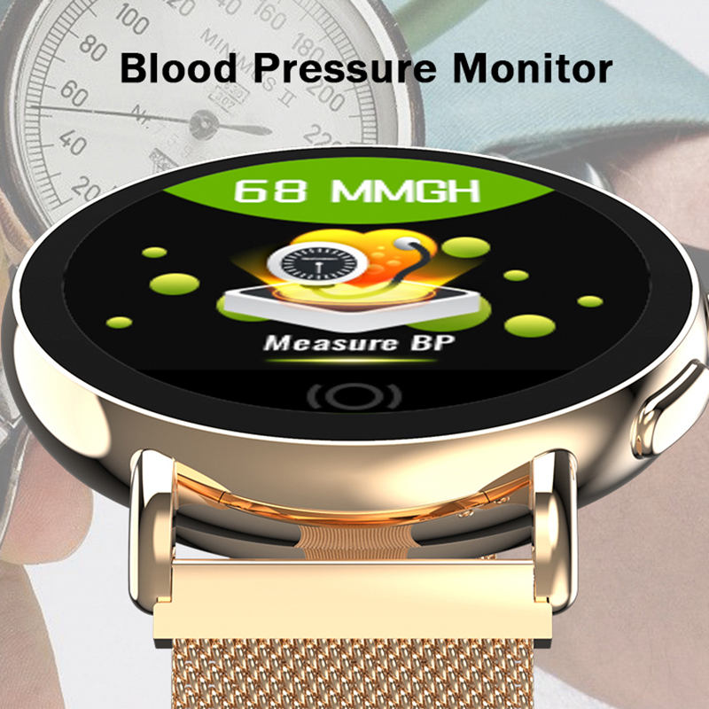 T7 Smart Watch Uomo Donna Sport Orologio Motion Record Pressione Sanguigna Smartwatch Per Android Ios - Oro-5
