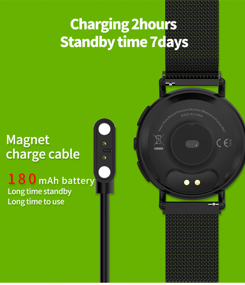 T7 Smart Watch Uomo Donna Sport Orologio Motion Record Pressione Sanguigna Smartwatch Per Android Ios - Oro-6