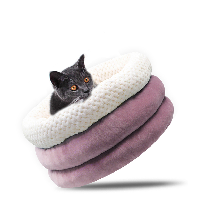 Pet Round Cama Cães Cães Casa De Inverno Dormindo Mat Mat Mate - Roxo