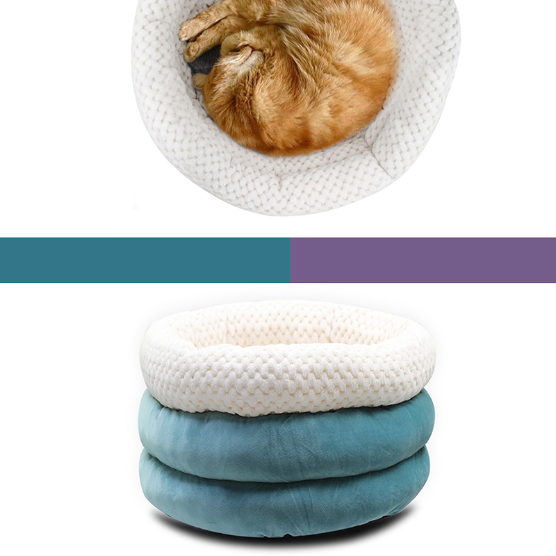 Lit Rond Pour Animaux De Compagnie Chats Chiens Hiver Hiver Maison Chaude Tampon - Mauve