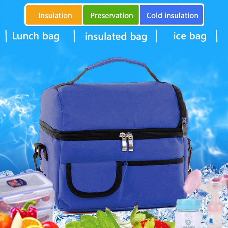 Bolsa de Almuerzo Aislada Thermos Cooler Adultos Tote Box Londer Lunch - Azul