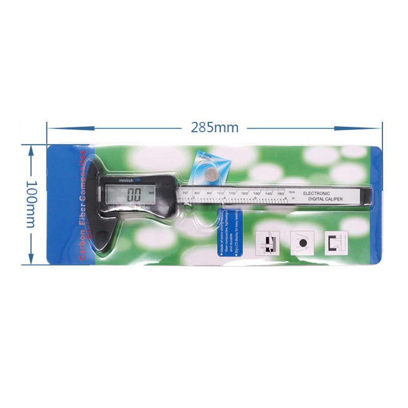 QST Express 150mm/6inch LCD Digital Eletrônico de Fibra de Carbono Micrômetro de Calibre Vernier Micrômetro de Medição