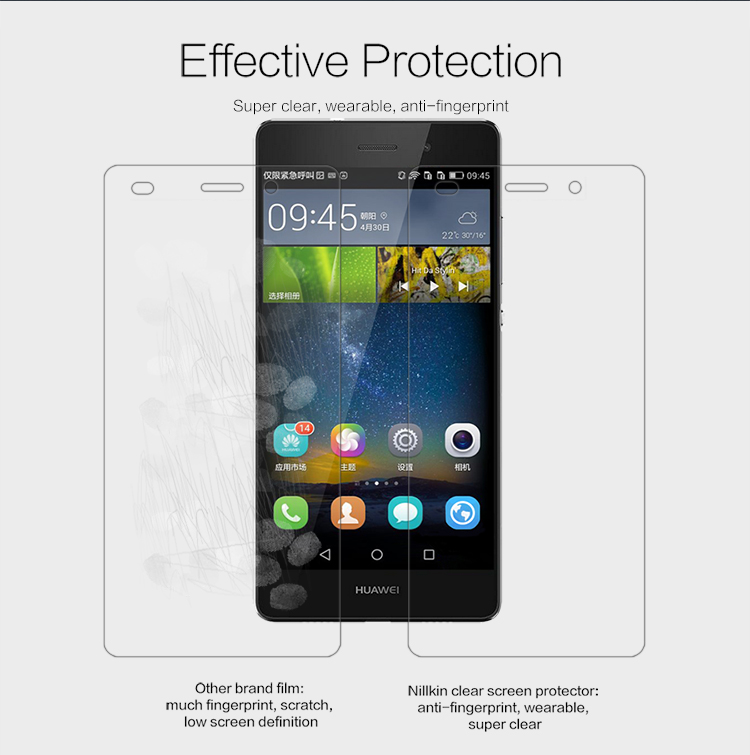 NILLKIN Anti-fingerprint Clear Screen Protector for Huawei Ascend P8 Lite-2