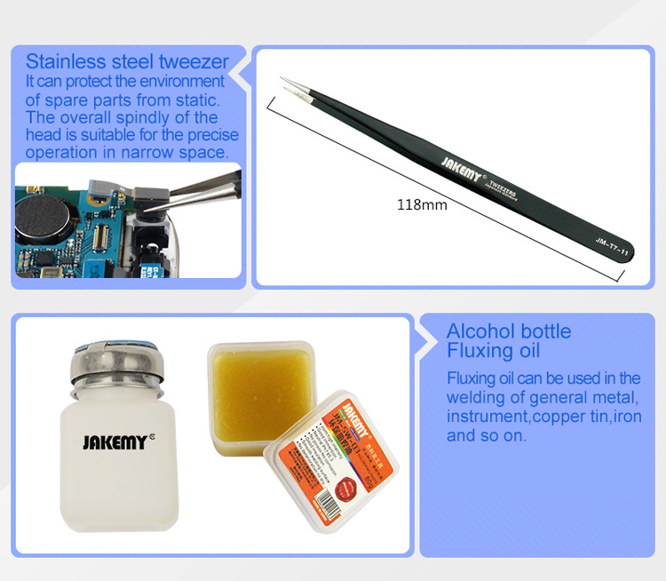 JAKEMY Professional Soldering DIY Screwdrivers Tweezers Repair Tool Kit JM-1101-8