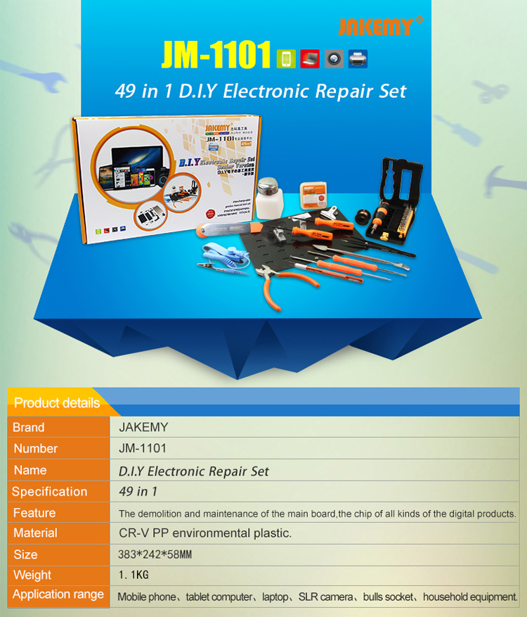 JAKEMY Professional Soldering DIY Screwdrivers Tweezers Repair Tool Kit JM-1101-1