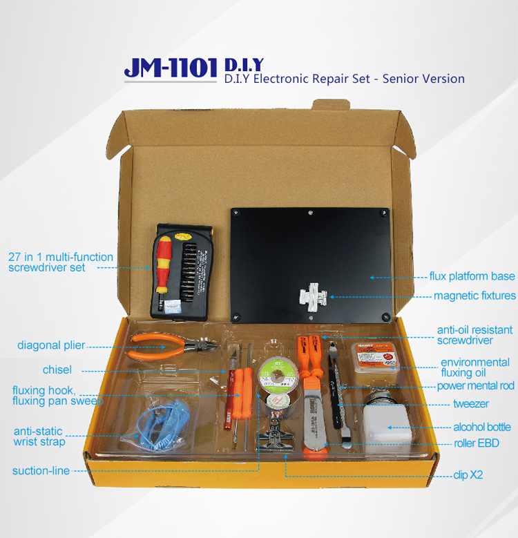 JAKEMY Professional Soldering DIY Screwdrivers Tweezers Repair Tool Kit JM-1101-2