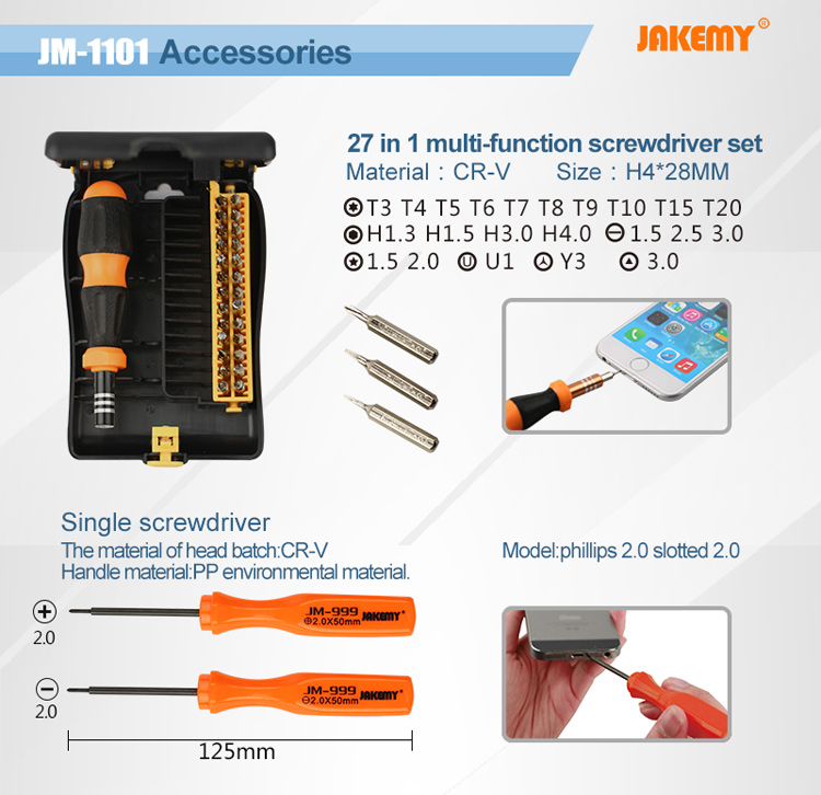 JAKEMY Professional Soldering DIY Screwdrivers Tweezers Repair Tool Kit JM-1101-3