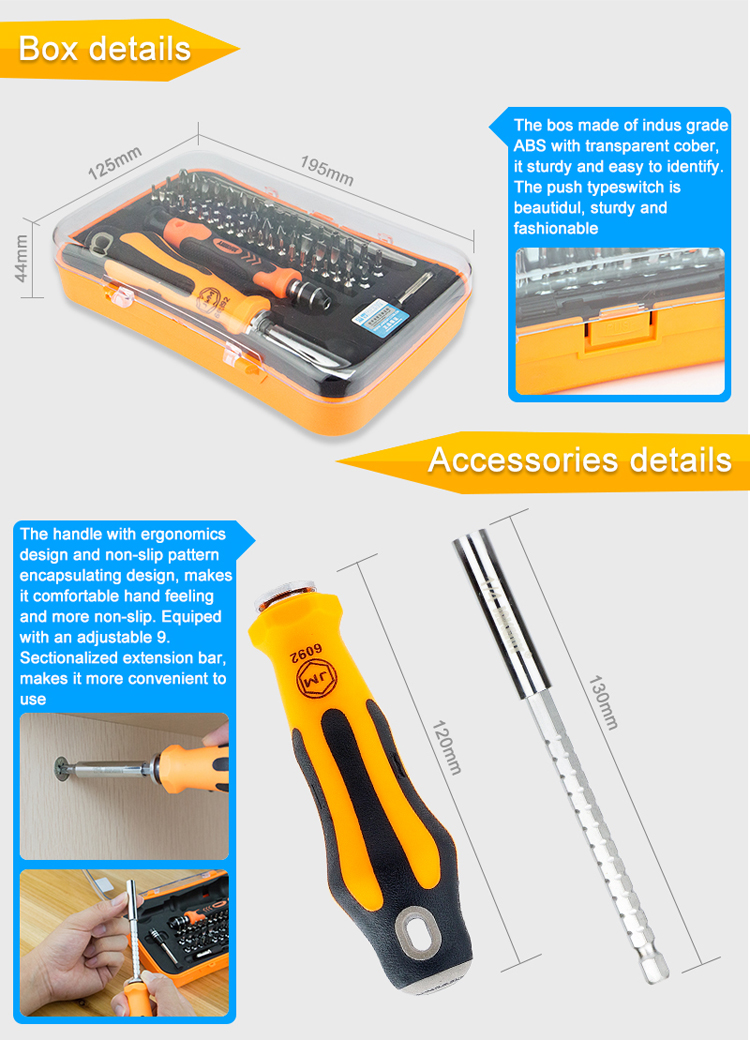 JAKEMY JM-6092B 58-in-1 Portable Multi-function Magnetic Screwdriver Bit Set Hand Tool-3