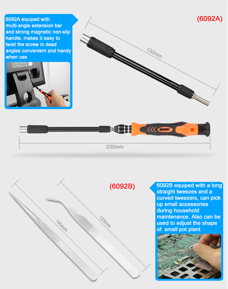 JAKEMY JM-6092B 58-in-1 Portable Multi-function Magnetic Screwdriver Bit Set Hand Tool-5