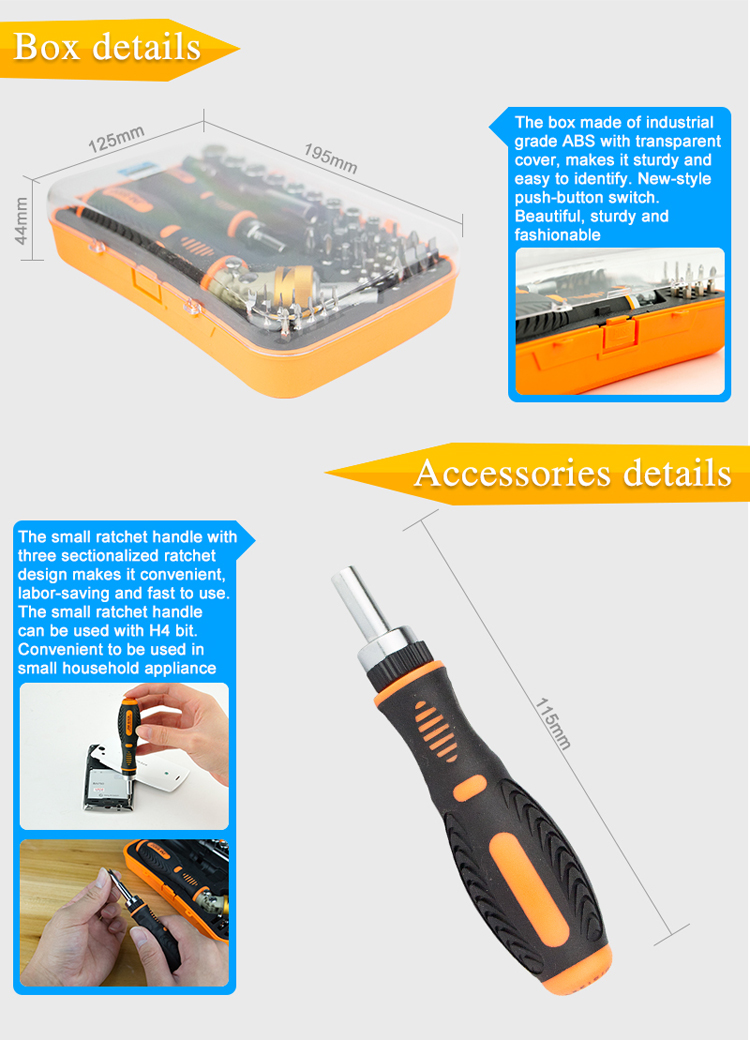 JAKEMY JM-6101 53-in-1 Mobile Computer Bicycle Household Ratchet Hand Tools Mini Pocket Screwdriver Bits Set-3