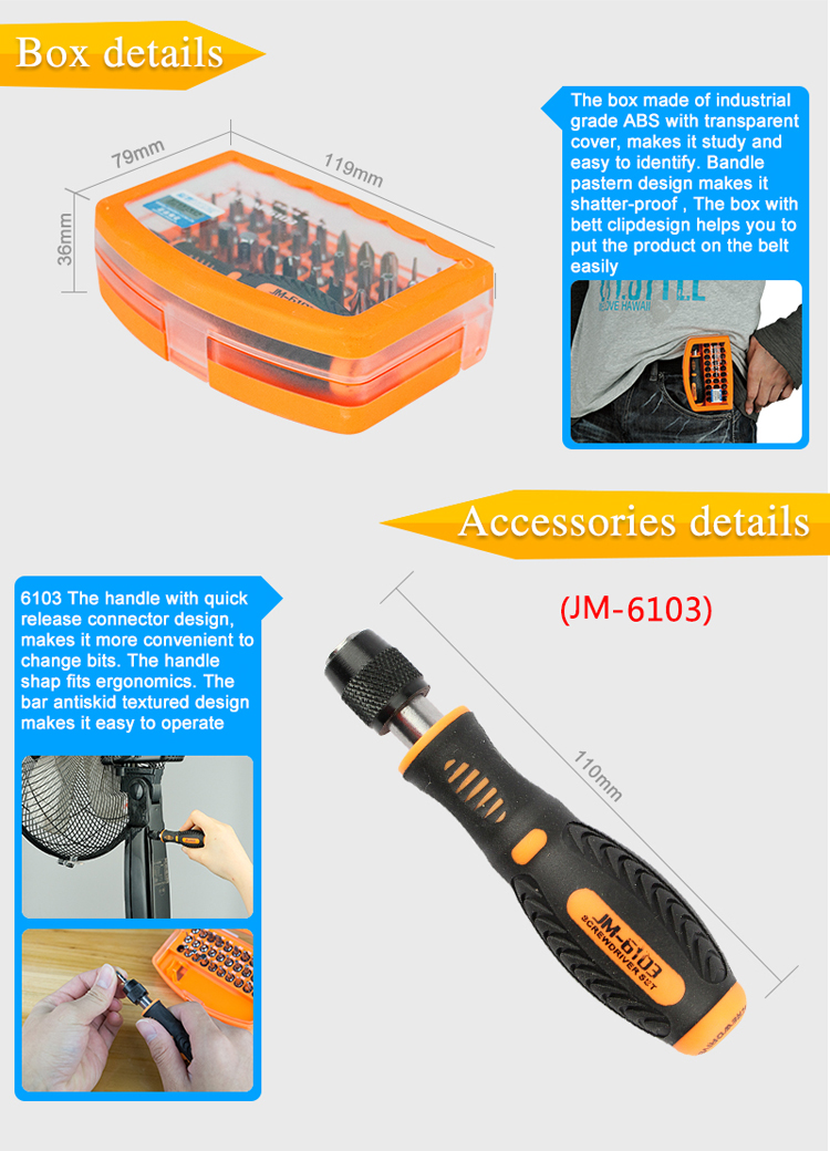 JAKEMY JM-6104 31-in-1 Screwdriver Set Altitude Demolished Home Repair Tool Kit-3