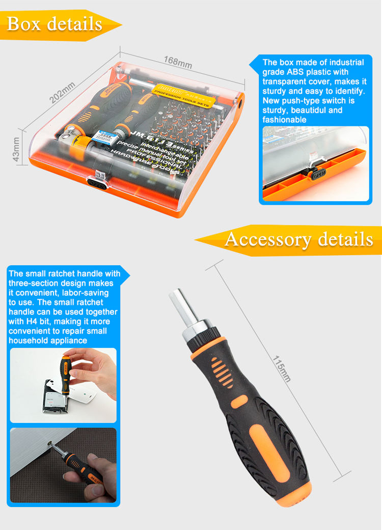 Jakemy JM-6113 72-IN-1 MULTIUSISSE PRECISSION Screwdriver Set Ferramenta De Hardware