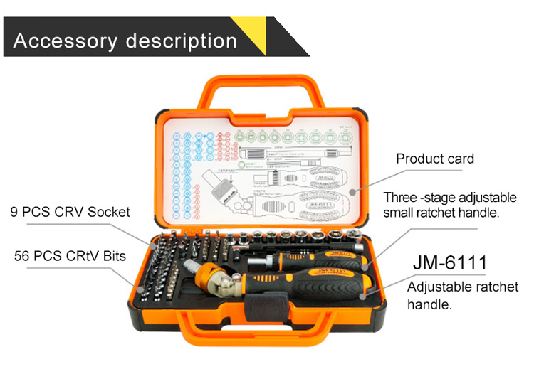 JAKEMY JM-6112 69-in-1 Portable Screwdriver Telecommunications Hardware Hand Tools Set-9
