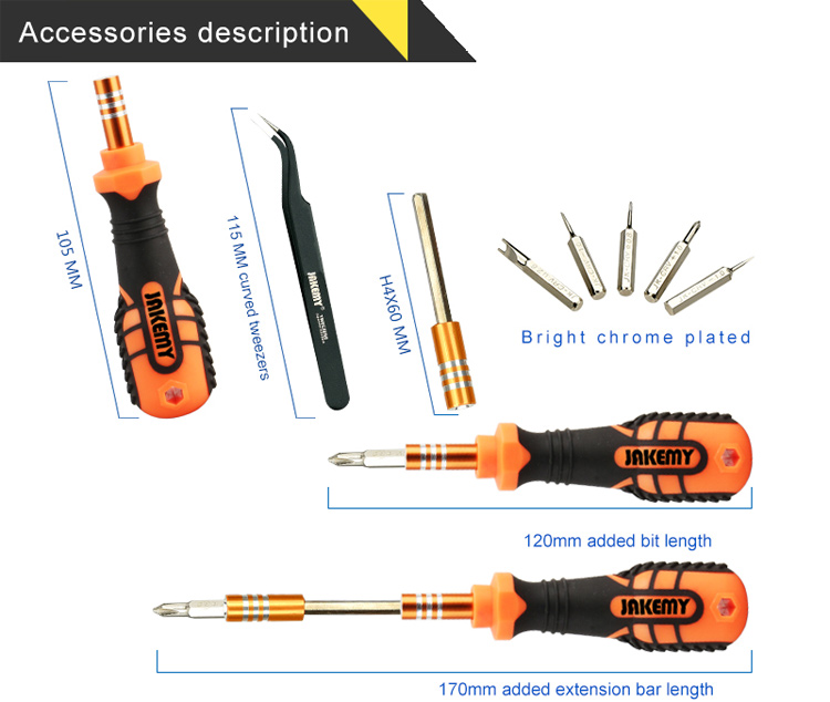 JAKEMY 33-IN-1 Vielseitige Hardware-Schraubendreher-Tool-Kit CR-V-Stahlbits (JM-8101)