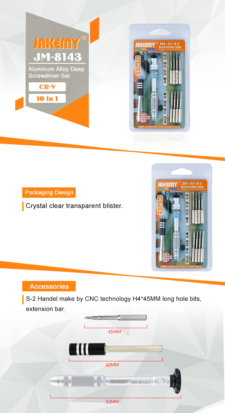JAKEMY JM-8143 10 in 1 Aluminium Alloy Screwdriver Tools Kit-2